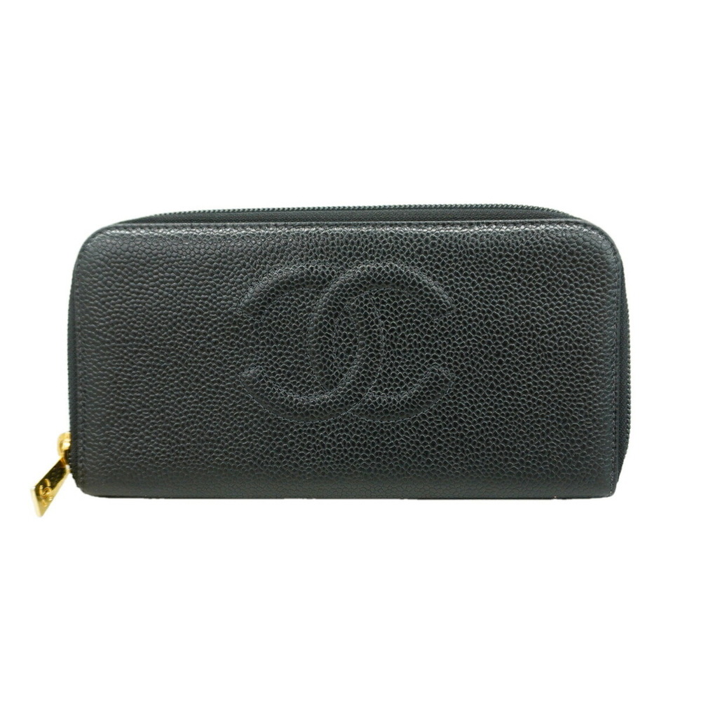 CHANEL Black Caviar Leather Wallet
